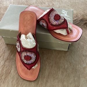 J. Jill Red and Pink Beaded Sandals